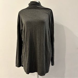 Charcoal Heather funnel neck swing top